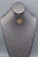Antique 14K Gold 1.16TCW Diamond & Pearl Snowflake Brooch Pendant