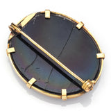 Antique Victorian 14K Gold Onyx St Peter's Square Micro Mosaic Brooch Pin