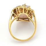Vintage 18K Yellow Gold Mabe Pearl & 0.55 TCW Diamond Cocktail Ring