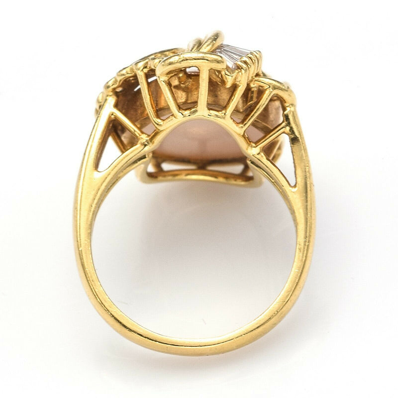 Vintage 18K Yellow Gold Mabe Pearl & 0.55 TCW Diamond Cocktail Ring