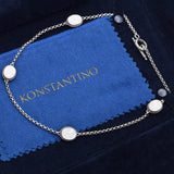 Konstantino Sterling Silver Mother of Pearl Cross Station Toggle Necklace