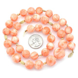 Vintage 14K Yellow Gold Angel Skin Coral Beaded Strand Necklace + Box