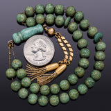 Vintage 18K Yellow Gold Green Jade Prayer Beads 38.3 Grams