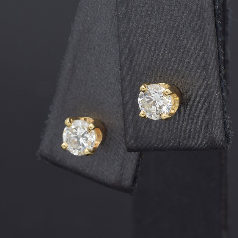 Vintage 14K Yellow Gold 0.56 TCW Diamond Round Stud Earrings 4.25 mm