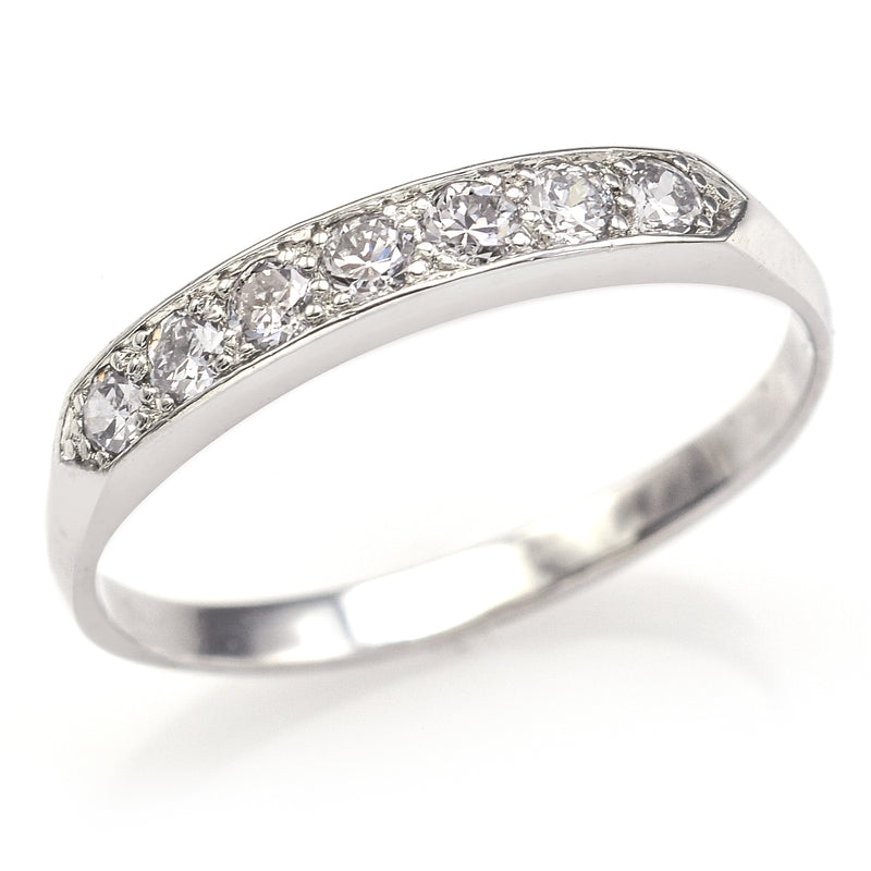 Vintage Platinum 0.42 TCW Diamond Semi-Eternity Band Ring
