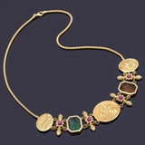 Vintage 18K Gold Italian Tagliamonte Ruby & Venetian Glass Cameo Necklace 25.8G
