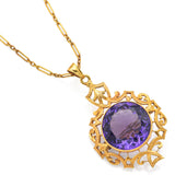 Vintage 14K Yellow Gold 13.37 Ct Amethyst Brooch Pin Pendant Necklace