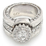 Vintage Platinum 2.69 TCW Diamond Soldered 3 Piece Ring Set 22.2 Grams Size 4