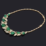 Vintage 18K Yellow Gold Emerald & 6.42 TCW Diamond Bib Necklace