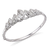 Vintage 18K White Gold 2.17 TCW Diamond Swirl Hinged Bangle Bracelet + Box