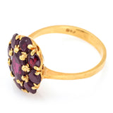 Vintage 18K Yellow Gold Garnet Oval Cocktail Ring 4.9 Grams Size 7.5