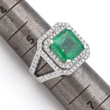 Vintage 14K White Gold 4.02 Ct Emerald & 1.24 TCW Diamond Cocktail Ring 7.4G