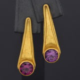 Antique 22K Yellow Gold Amethyst Drop Earrings