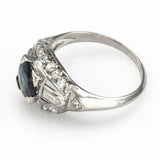 Vintage Platinum Sapphire & 0.52 TCW Diamond Band Ring