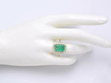 Vintage 14K Yellow Gold 5.05 Ct Emerald & Diamond Cocktail Ring 6.5 Grams F/G VS