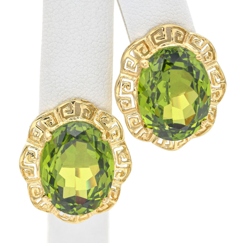 Heavy 14K Gold 111.44 TCW Peridot & Diamond Interchangeable Earrings & Ring Set