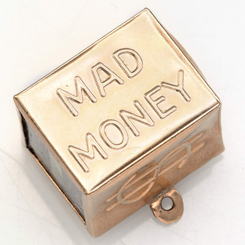 Vintage 14K Yellow Gold Mad Money Cube Charm Pendant