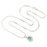 Designer Signed 18K White Gold Emerald & 0.60 TCW Diamond Pendant Necklace