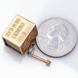 Vintage 14K Yellow Gold Mad Money Cube Charm Pendant