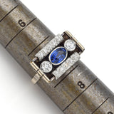 Antique Art Deco 14K Yellow Gold & Platinum 0.57 TCW Diamond & Sapphire Ring