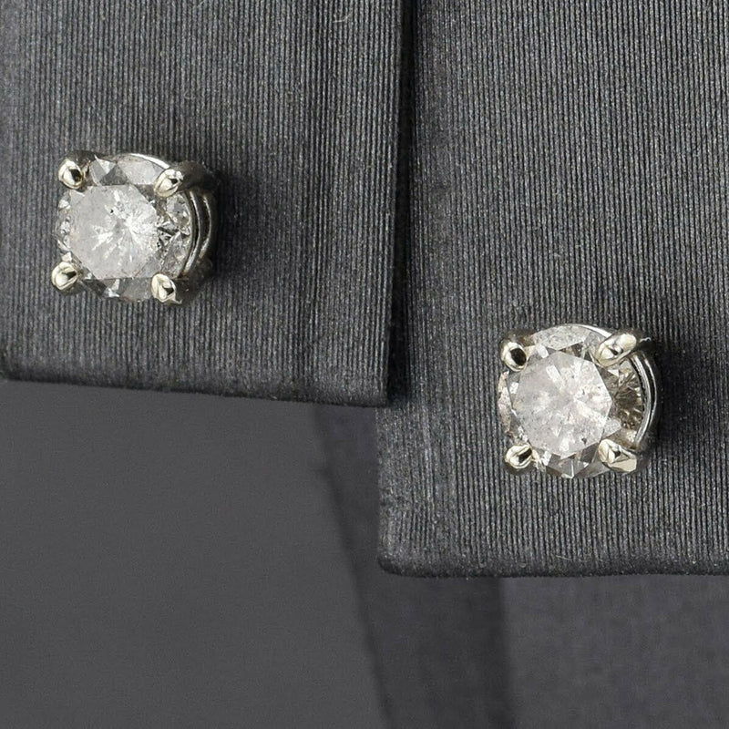 Estate 14K White Gold 0.74 TCW Diamond Round Stud Earrings 4.6 mm