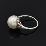 Vintage 14K White Gold Mabe Pearl Band Ring