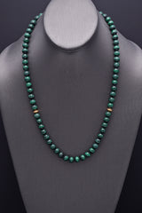 Vintage 18K Yellow Gold Malachite Prayer Beads 80.1 Grams