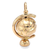 Vintage 14K Yellow Gold Spinning Globe World Charm Pendant