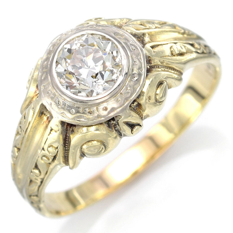 Antique 14K Gold 0.93 Carat Old Euro Diamond Art Deco Band Ring 6.7 Grams Sz 9.5