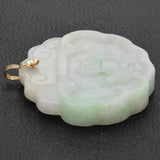 Antique 14K Gold Green Jade Large Thick Carved Deity Reversible Pendant