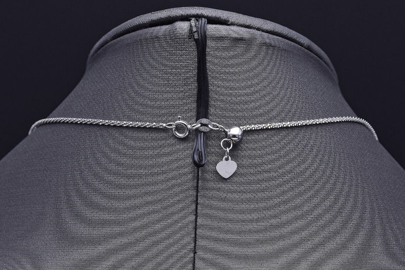 Estate 18K White Gold Sapphire & Diamond Pendant Necklace 5.6 Grams 19.5 Inches