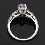Vintage 14K White Gold 0.89 TCW Diamond Pear Three-Stone Band Ring Size 5.5