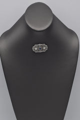 Antique 14K Gold & Platinum Sapphire & 0.98 TCW Diamond Art Deco Brooch Pin