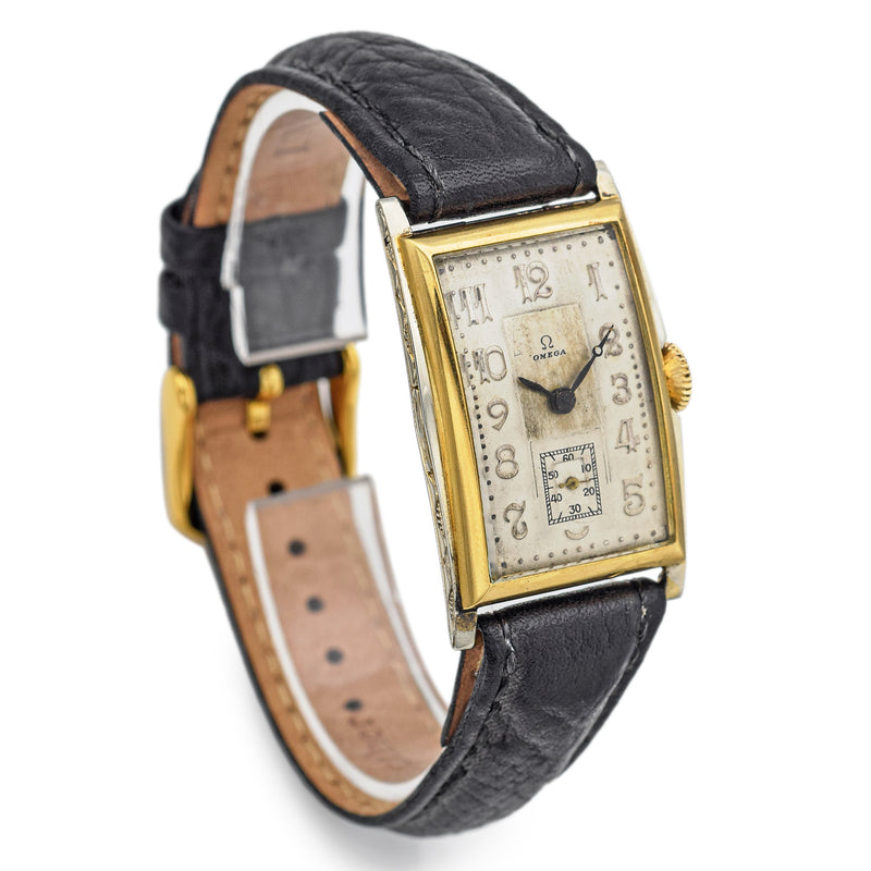 Vintage 1930s Omega Tank 18K Yellow Gold Hand Wind Men's Watch