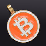 14K Yellow Gold Bitcoin (₿) Cryptocurrency Enamel Pendant