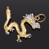 Vintage 14K Yellow & White Gold Dragon Charm Pendant 1.7 Grams