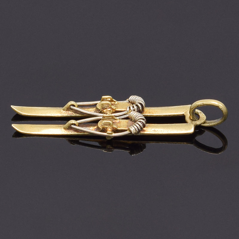 Vintage 14K Yellow Gold Ski Charm Pendant 1.1 Grams