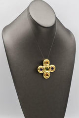 Chanel Coco 18K Yellow Gold Amethyst, Peridot, Citrine Pendant Brooch & Earrings Set