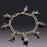 Vintage Sterling Silver Disney Snow White and the 7 Dwarfs Charm Bracelet 29.1Gr