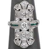 Antique Platinum 1.07 TCW Diamond & Green Paste Art Deco Cocktail Ring E/F VVS