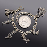 Vintage Sterling Silver Disney Pinocchio 6 Charm Bracelet 26.2 Grams