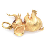 Vintage 14K Yellow Gold Ruby Elephant Charm Pendant