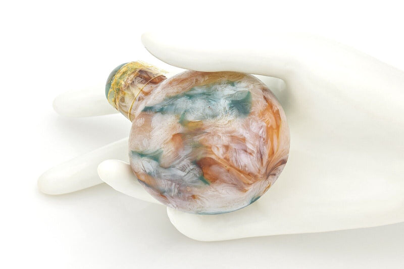 Antique Chinese Multi-Color Peking Glass & Jade Cap Snuff Bottle 86.2 Grams