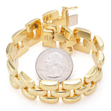 Estate 18K Yellow Gold 3-Row 18.5 mm Panther Chain Chunky Bracelet + Case
