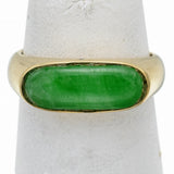 Vintage 14K Yellow Gold Green Jade Saddle Band Ring 3.3 Grams Size 4.75