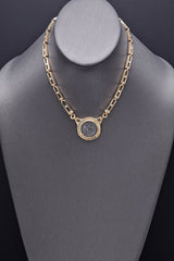 Vintage 14K Gold 0.90 TCW Diamond Ancient Roman Coin Necklace 43.0 Grams 15"