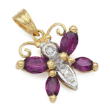 Vintage 14K Yellow Gold Ruby & Diamond Butterfly Pendant