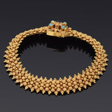 Antique Etruscan Portuguese Cannetille 19.2K Gold Turquoise & Garnet Bracelet
