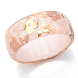 Louis Vuitton Paris Lucite Pink Gold Inclusion Wide Bangle Bracelet + Dust Bag