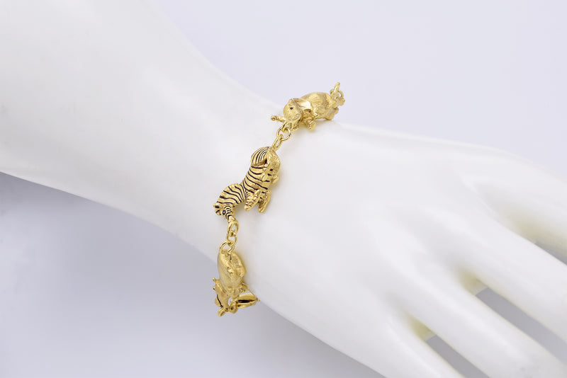 Gayle Bright 18K Yellow Gold African Animals Link Bracelet Limited Edition 27/500